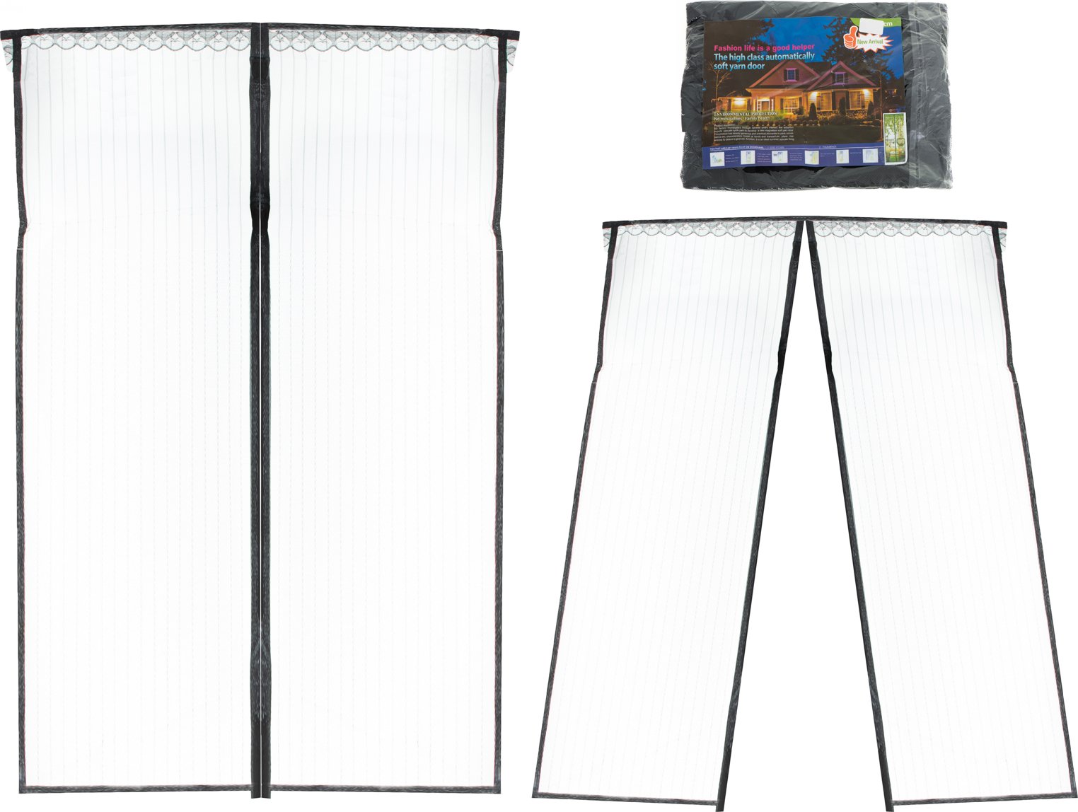 Síť proti hmyzu magnetická na dveře 160x230 cm ČERNÁ