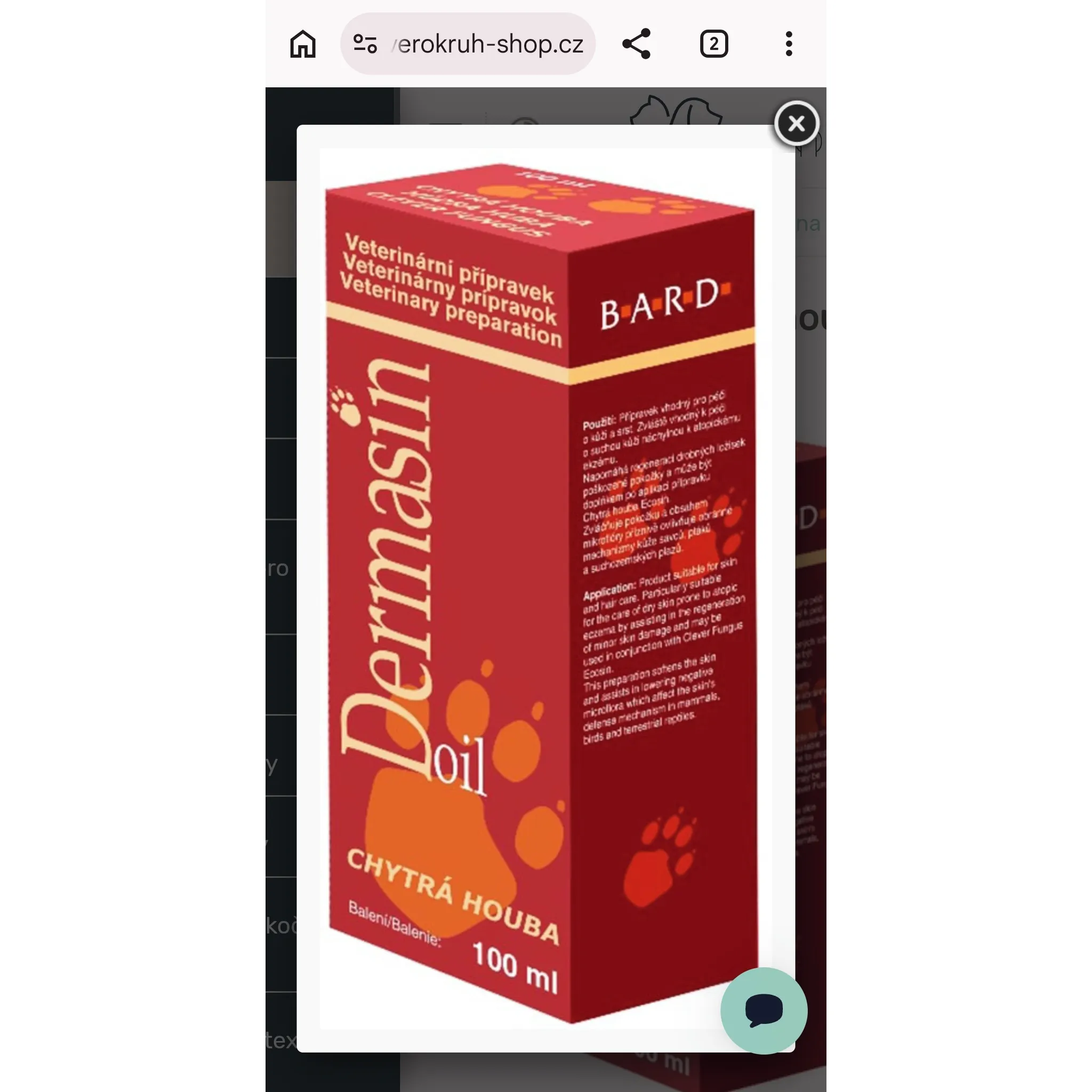 Fotografie 2 - Lék pro psa a kočku Bard Ecosin Dermasin Oil chytrá houba 100 ml
