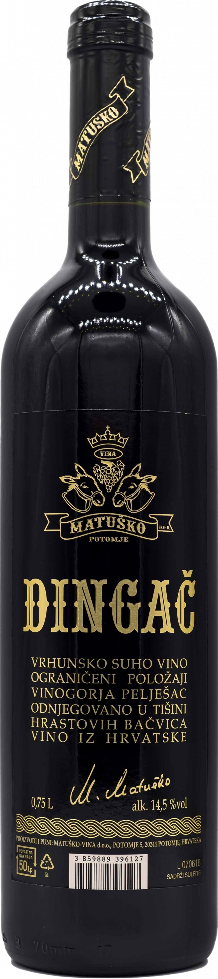 Matusko Dingac 2021 > Červené víno > Plavac Mali > Chorvatsko > Dalmácie