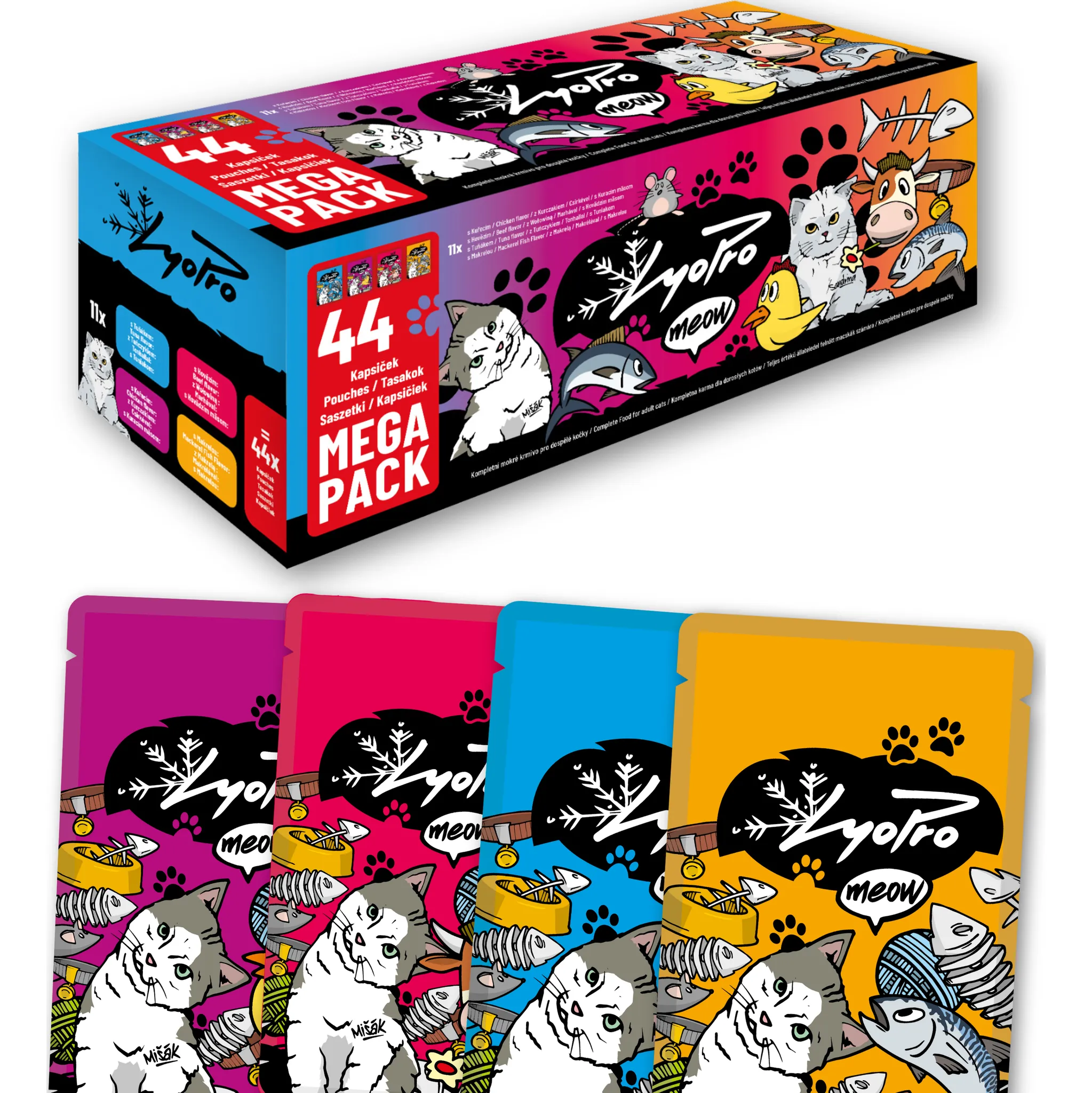 Fotografie 2 - Krmivo pro kočku LyoPro Mega Pack kapsičky pro kočky hovězí/tuňák/makrela/kuřecí 44x 85 g