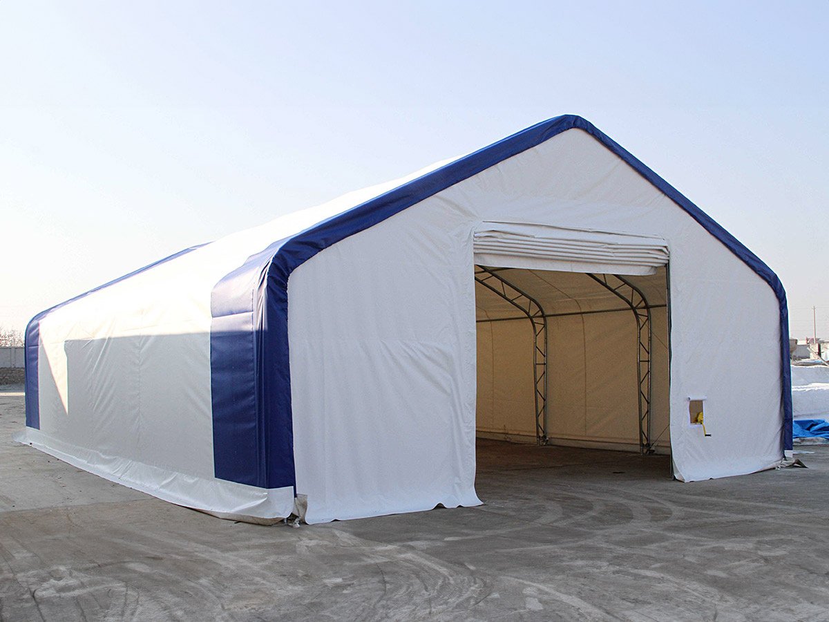 Plachtová Hala 10x15,25x6,1m, PVC 610g/m2, bílá - vhodná pro autodopravu