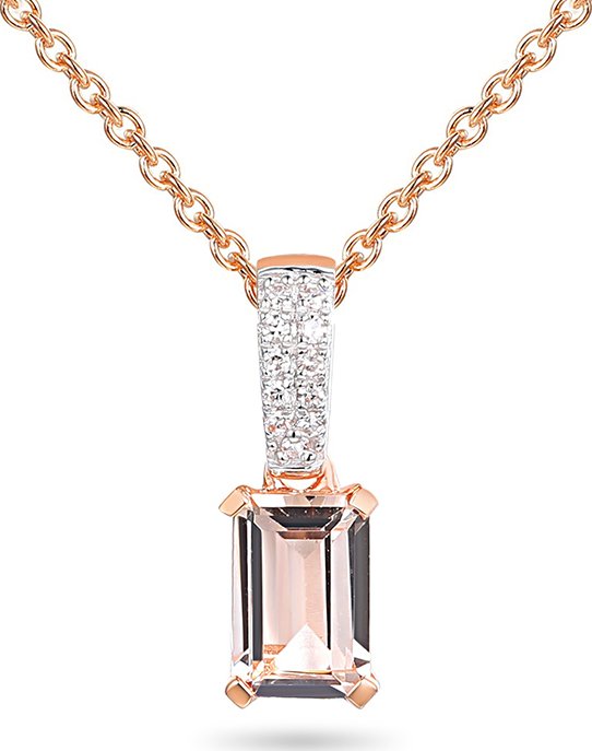Briliantový přívěsek s morganitem 0,03 ct, kombinované zlato 14K IZBR1472MRP + dárkové balení LUXUS zdarma