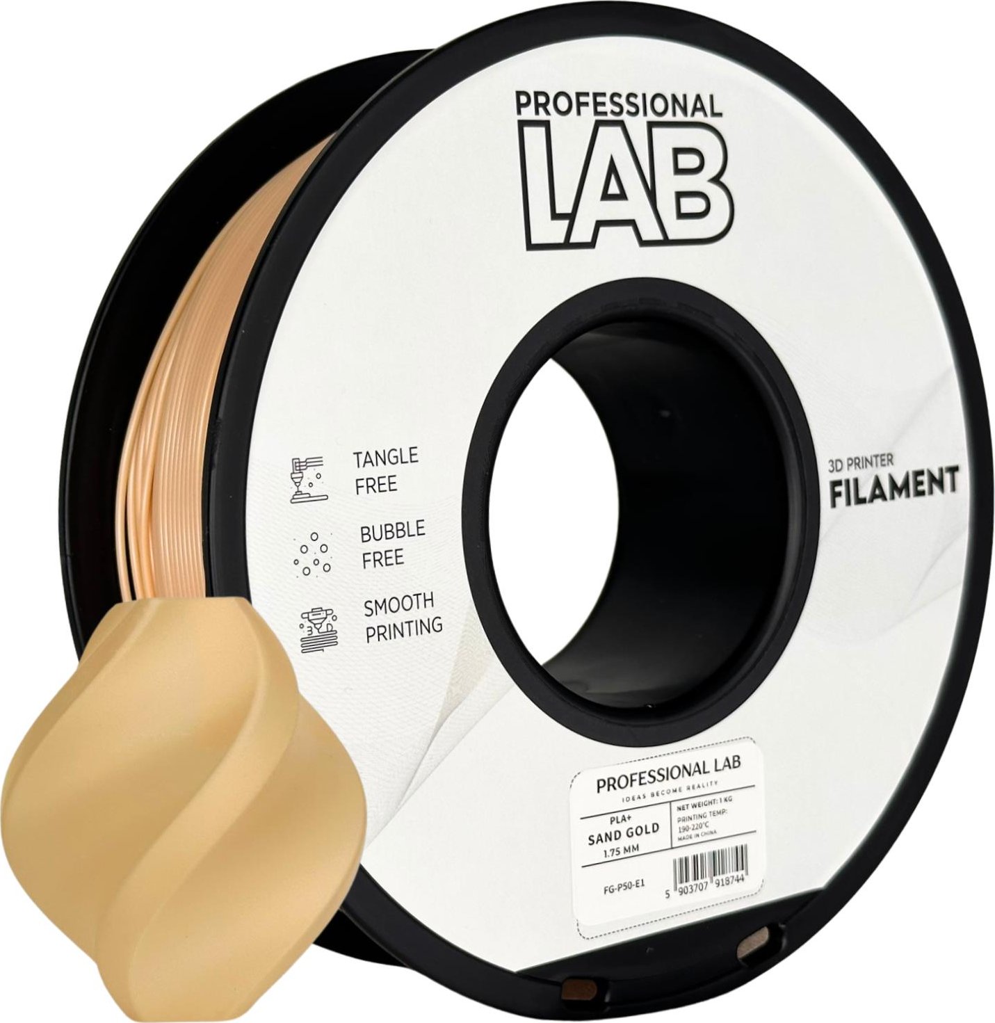 Filament Professional Lab PLA+ 1,75 mm 1 kg, Písečně zlatá FG-P50-E1