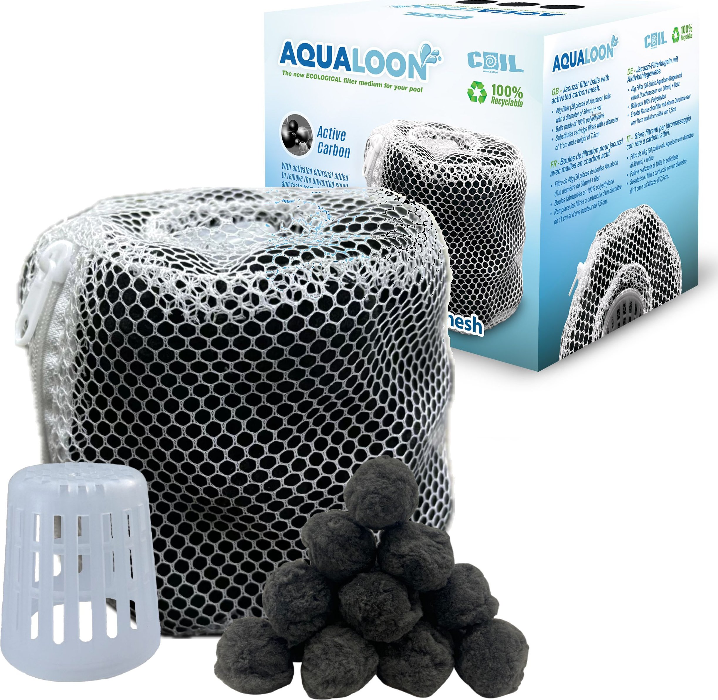 Lebula filtrační kuličky Aqualoon Black náhrada kartušových filtrů do jacuzzi/spa s aktivním uhlím