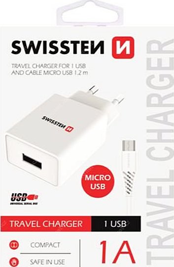 SMART IC síťový adaptér 1x USB 1A POWER + datový kabel USB - microUSB 1.2m bílá