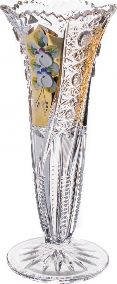 Broušená váza, Zlatá, Royal Crystal, 20,5 cm