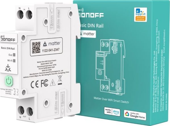 Sonoff BASIC-1GSP Wi-Fi Matter spínač na DIN lištu s měřením spotřeby BASIC-1GSP