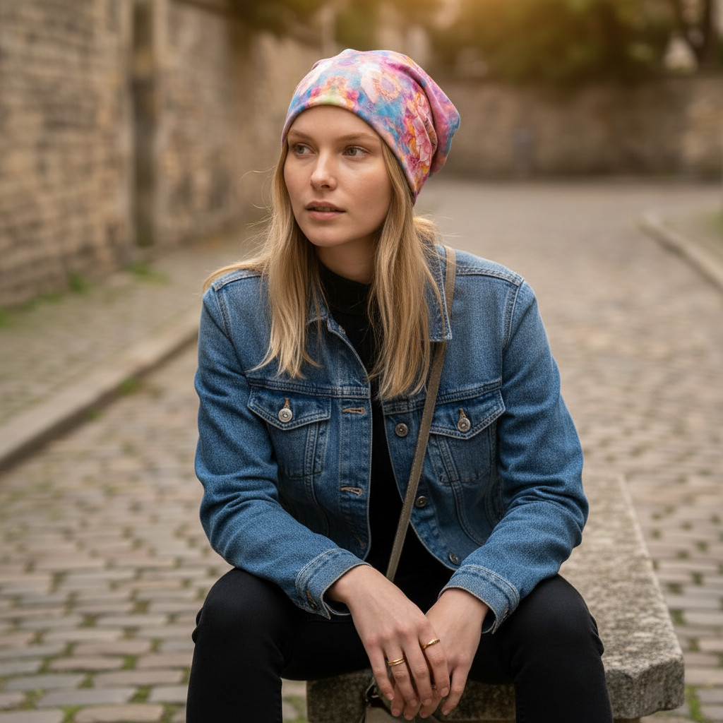 Ebbie Bavlněná čepice Beanie - MANDALA BAREVNÁ Velikost: 57