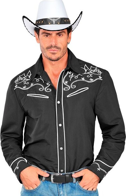 Pánská černá kovbojská košile ve westernovém stylu - L/XL
