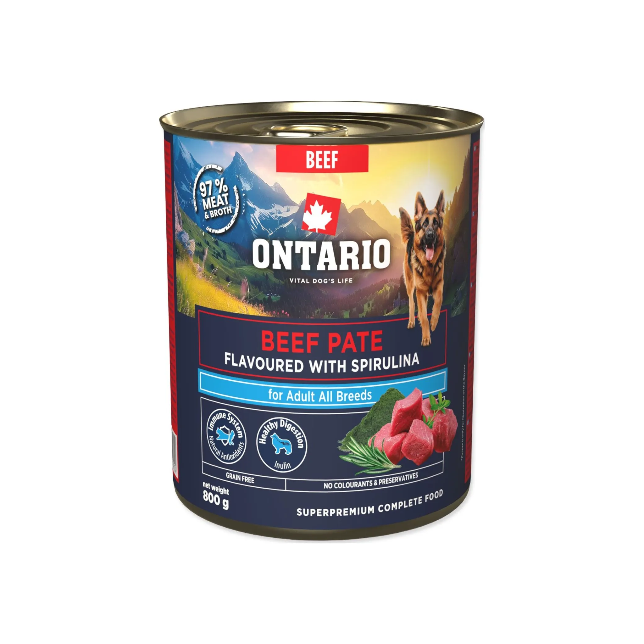 Fotografie 1 - Krmivo pro psa Ontario Adult hovězí pate s příchutí spiruliny 800 g