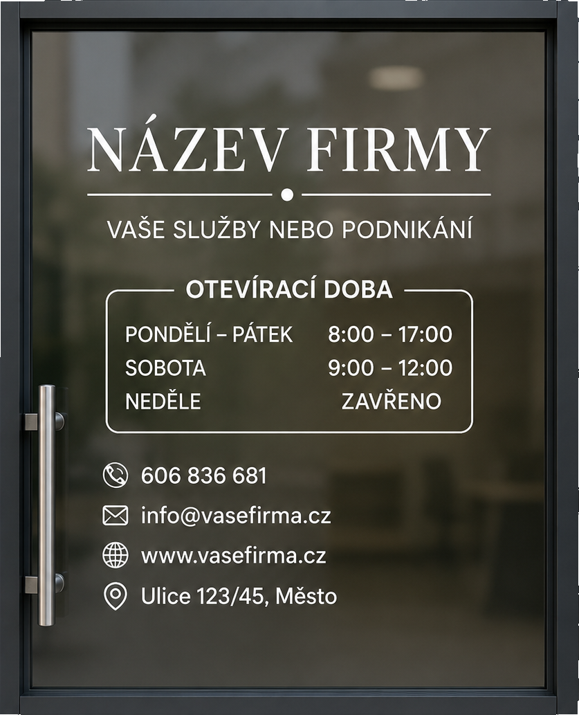 Text na výlohu na míru Velikost: do 100 cm