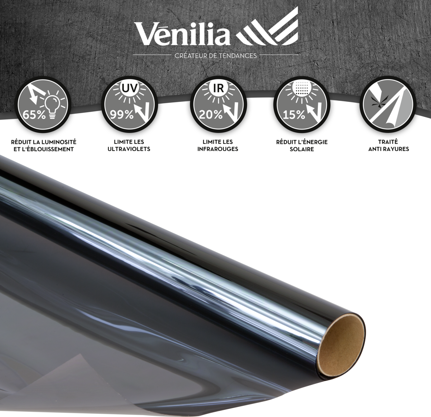 Samolepicí protisluneční fólie na okna, ochrana před horkem, rozměr 92 cm x 2 m / zastiňovací fólie na sklo 53438 Anti Heat Venilia