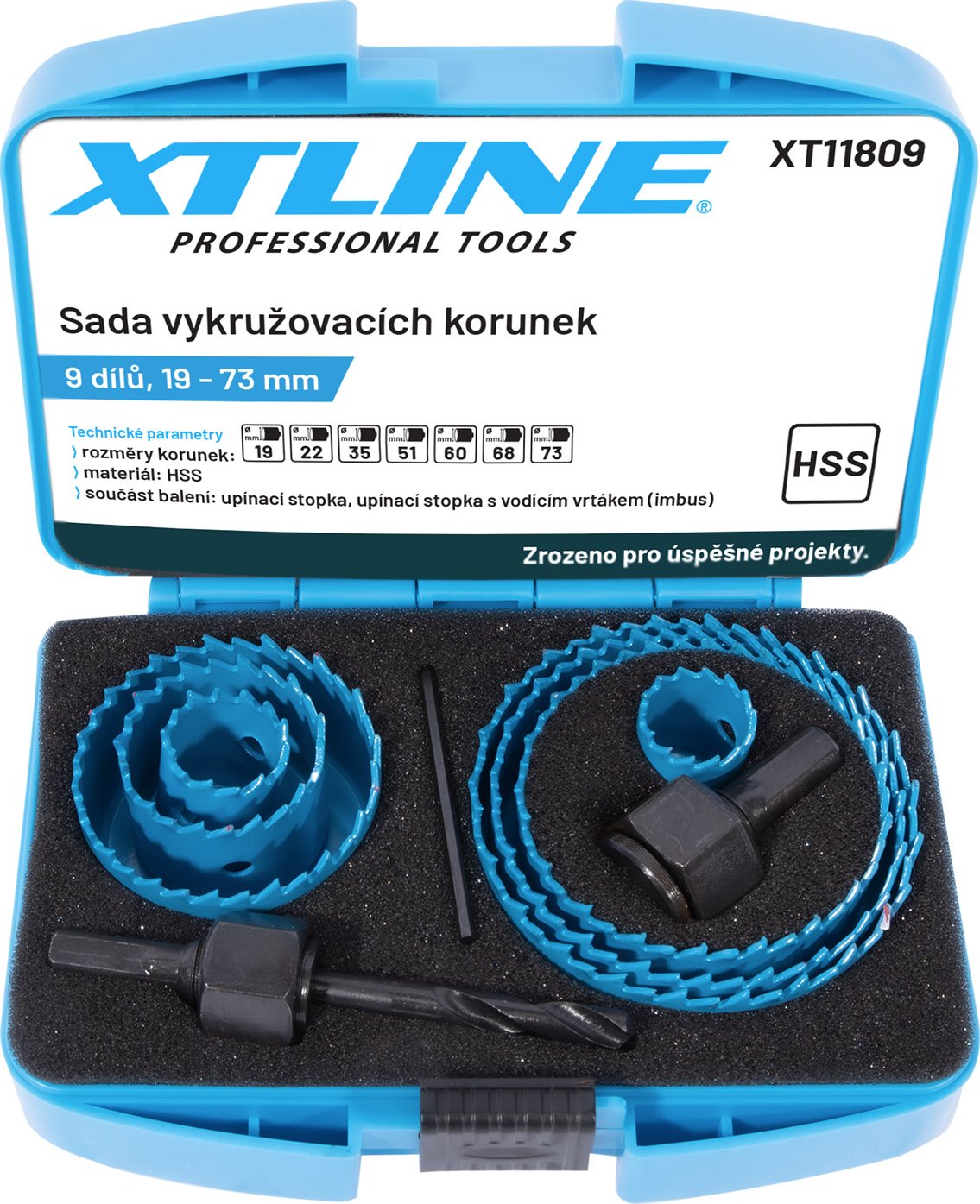 XTline Sada vykružovacích korunek 19-73mm 9dílů XT11809