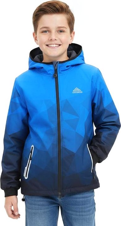 Juniorská softshellová bunda modrá s geometrickým vzorem Velikost: 158, Barva: Modrá