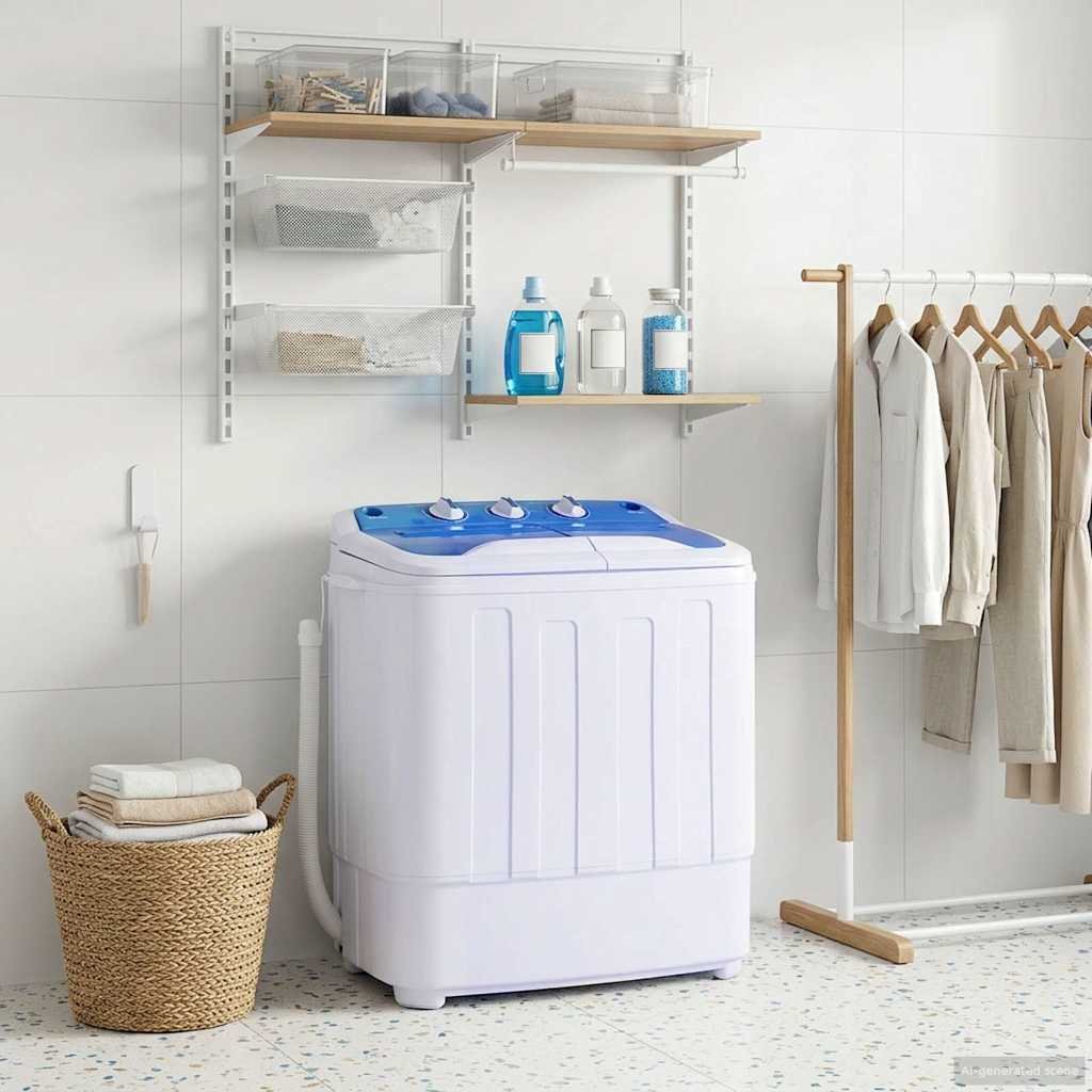 vidaXL Mini pračka, dva bubny, 5,6 kg [50549] Barva: Modro-bílá