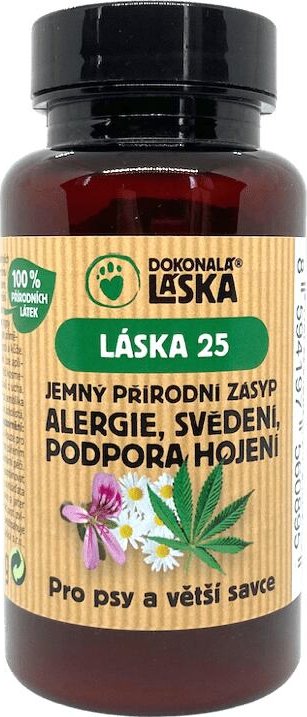 Dokonalá láska: jemný přírodní zásyp alergie, svědění, podpora hojení balení 90 g | Krmivo pro psy