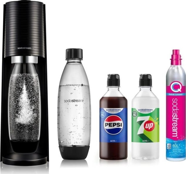 Sodastream Terra 2 lahve x 1 L 2 sirupy x 400 ml Pepis/7 Up černý