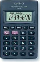 Kalkulačka kapesní, 8místný displej, CASIO "HL-4T",rychlé dodání