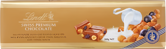 Lindt Švýcarská mléčná čokoláda s rozinkami a oříšky 300g
