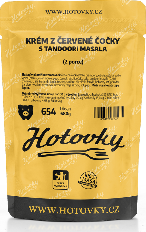 Krém z červené čočky s tandoori masala (2 porce)