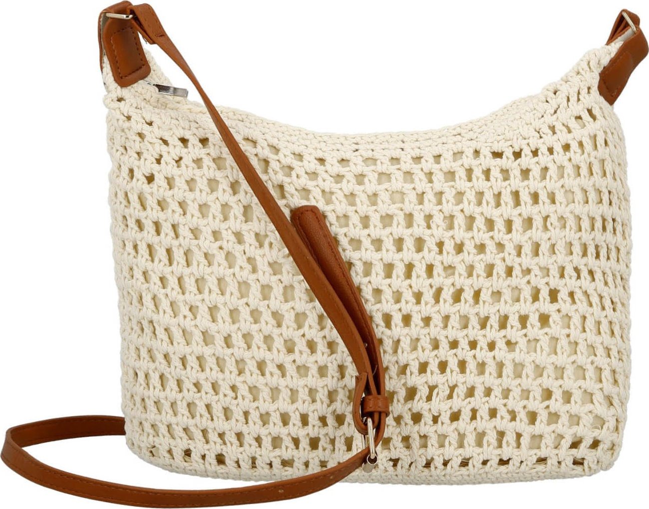Letní dámská pletená crossbody kabelka Joanna, krémová