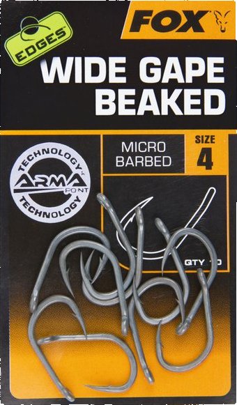 Fox Háčky EDGES Wide Gape Beaked Hooks 10ks ---: size 8B Barbless