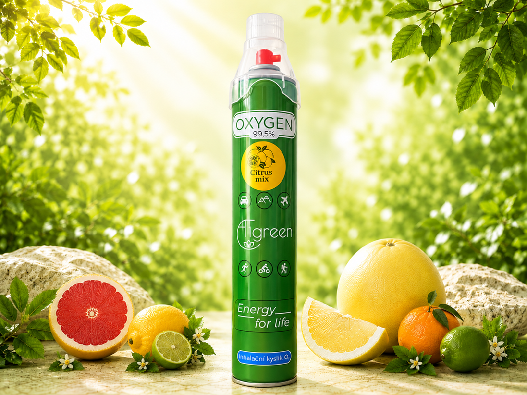 ATgreen Inhalační Kyslík O2 99,5 % - Citrus mix Varianta: S maskou