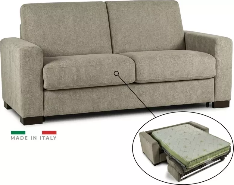 Pohovka JANIRA s rozkladem na každodenní spaní - matrace s Aloe vera, béžová (roma - 06 beige)