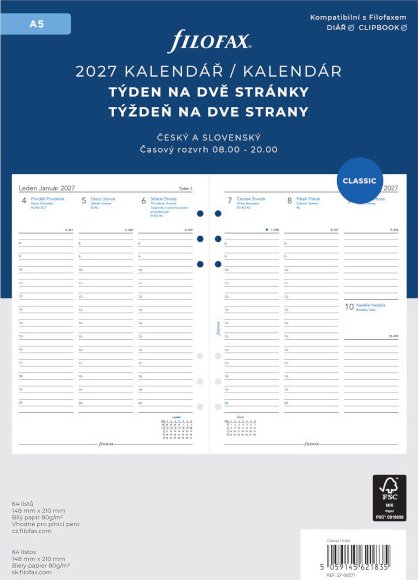 Diář FILOFAX náplň A5 týdenní