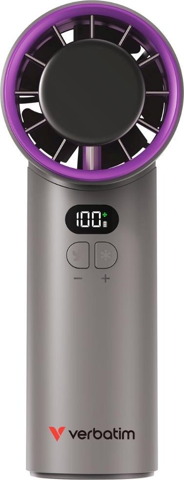 VERBATIM ruční ventilátor Cool 'n' Go Ice Touch, USB-C, šedá/fialová