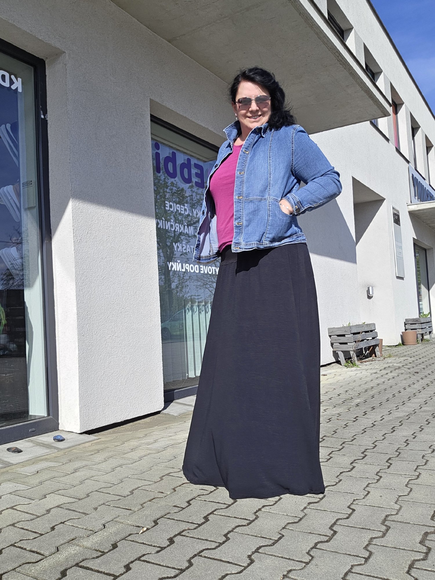Ebbie Sukně dlouhá mačkaná viskóza - ČERNÁ Velikost: XS/S