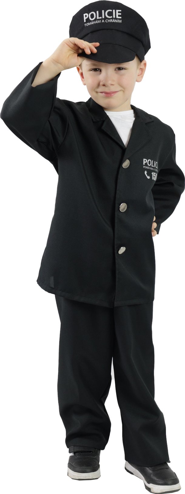 Dětský kostým policista s čepicí - český potisk (S)