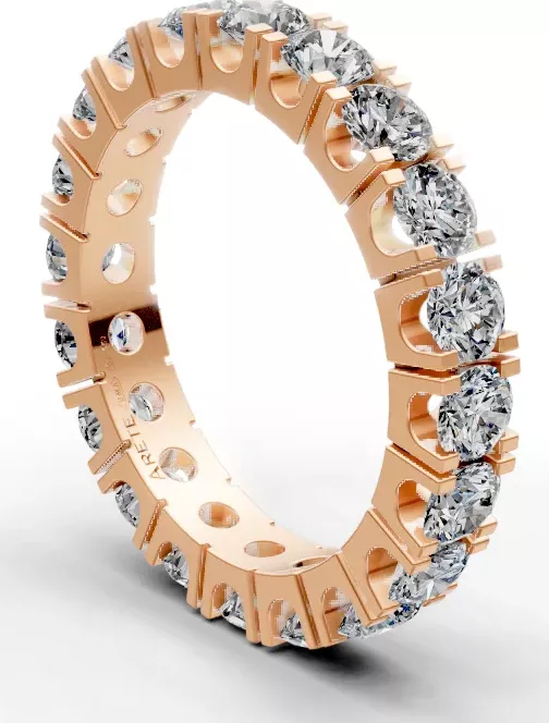 Eternity prsten s velkými brilianty — růžové zlato 14k