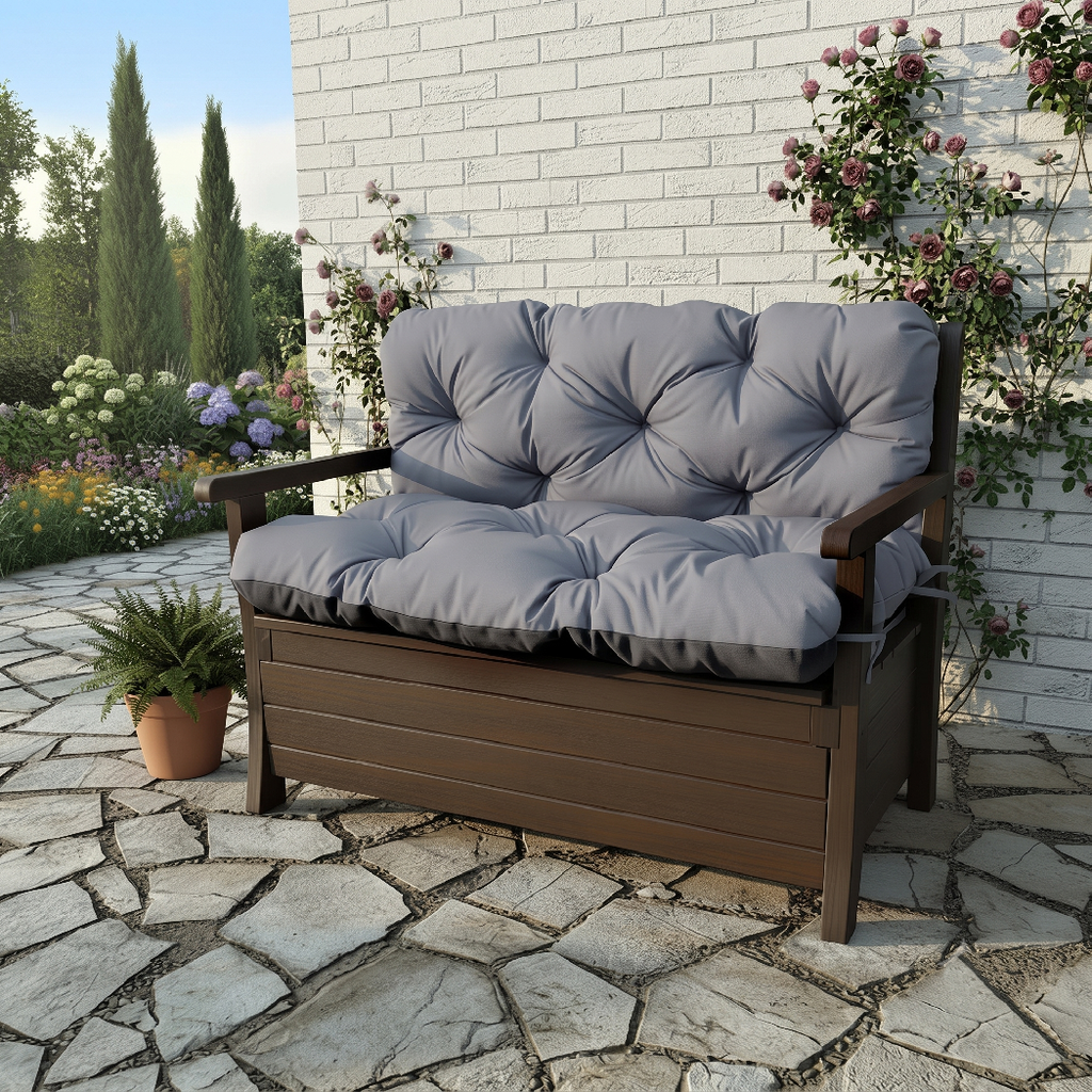 Prošívané sezení JONAS color 23 ŠEDÁ různé rozměry, polstr na zahradní lavici - sedák s opěrkou, Mybesthome Rozměr: 150x60x50 cm