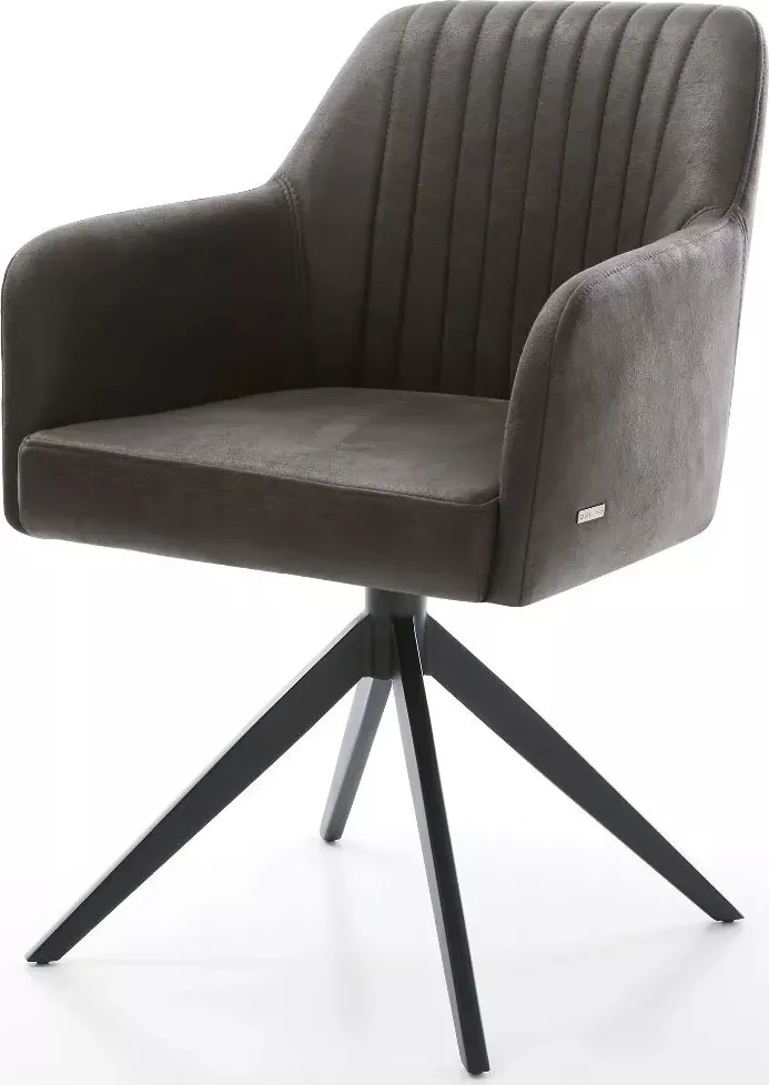 DELIFE Jídelní židle Greg-Flex mikrovlákno antracit vintage křížová podnož široká černá 360° otočná houpací funkce taštičkové pružiny