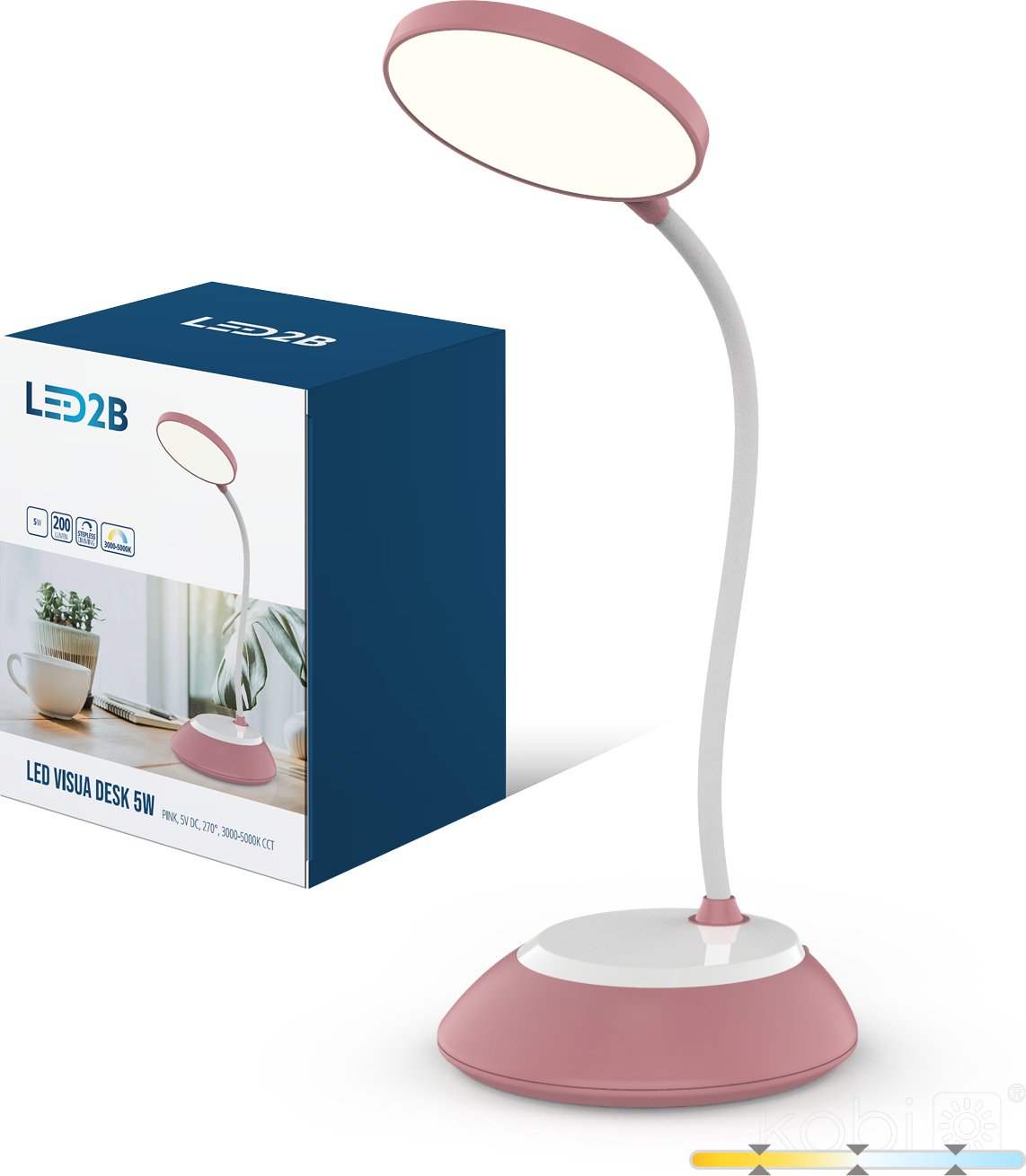 Kobi Stolní lampa LED VISUA DESK 5 W, růžová, LED2B