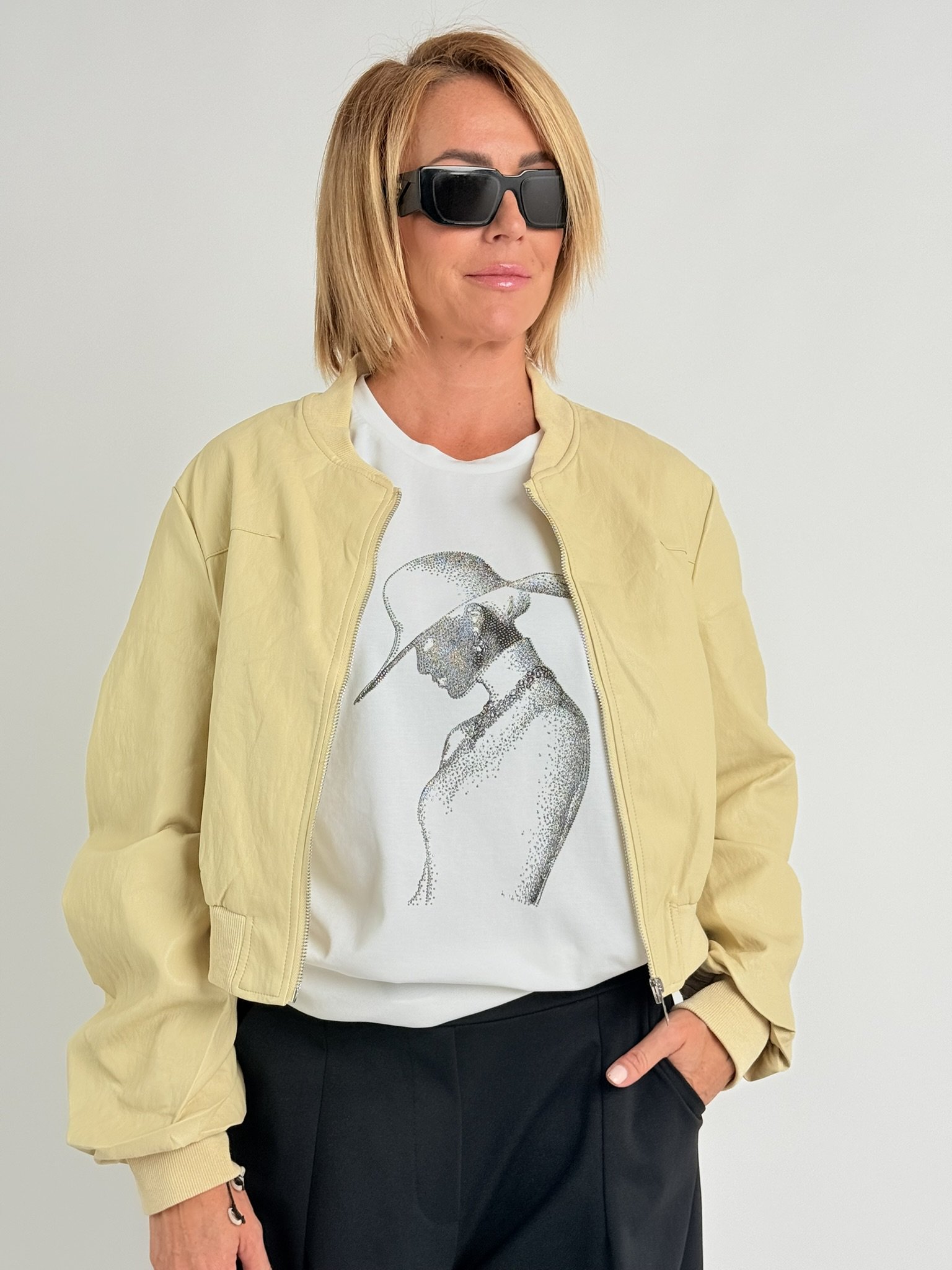 JOY Žlutá koženková bunda MARBEL Žlutá, UNI S-XL