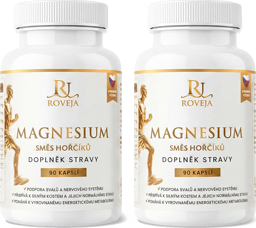Hořčík ve 4 formách – 375 mg hořčíku + B6, 2měsíční balení 2× 90 kapslí