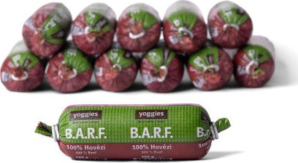 Yoggies B.A.R.F. 100% hovězí s probiotiky - 12×150 g