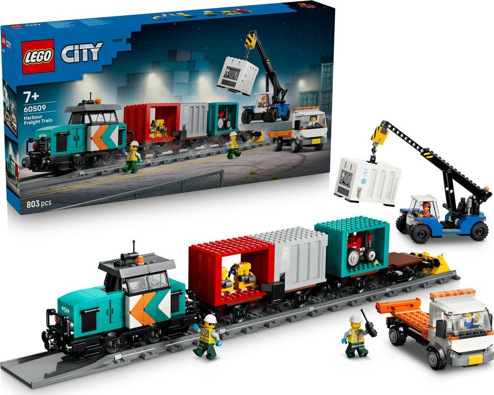 LEGO® City 60509 Přístavní nákladní vlak s jeřábem a náklaďákem