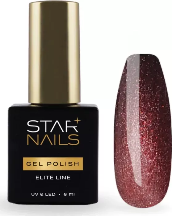 UV/LED Gel Polish Elite Line Cat Eye 6ml - 013, Rustic - vínově červený gel lak