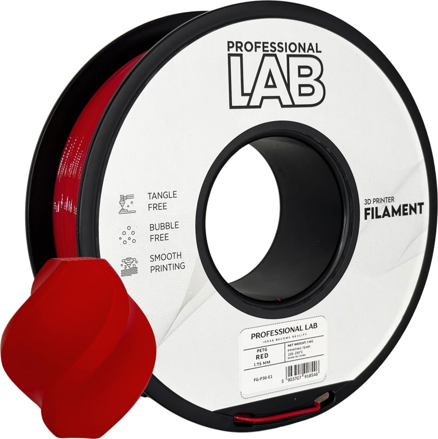 Filament Professional Lab PETG 1,75 mm 1 kg, Červená FG-P30-E1