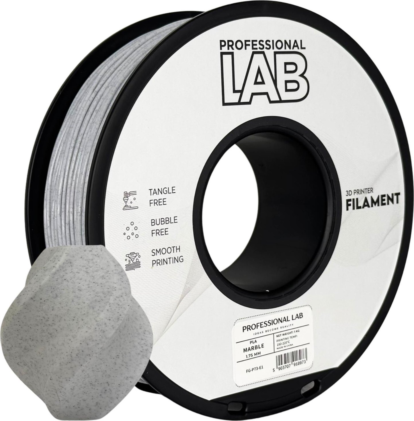 Filament Professional Lab PLA 1,75 mm 1 kg, Mramor FG-P73-E1