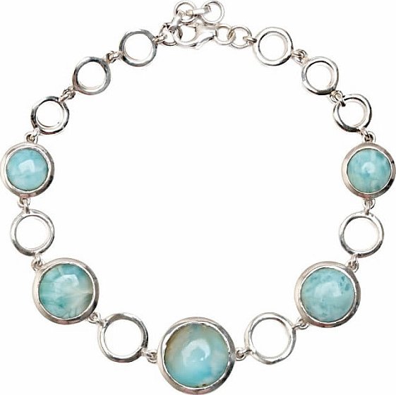 Larimar náramek stříbro Ag 925 B549 16,5 - 20 cm, 14,6 g