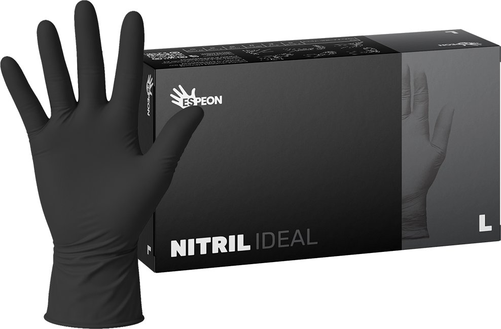 Espeon Nitrilové rukavice NITRIL IDEAL 100 ks, nepudrované, černé, 3.5 g Velikost: L