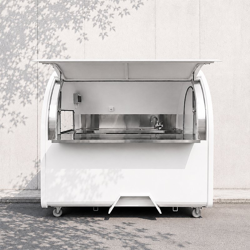Food truck bílý 2 m, RAL 9016 s lednicí (9016 bílá barva, délka 2,2m )