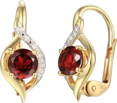 Gems, Originální náušnice Flamessa, kombinované zlato s brilianty a granáty, 585-38-3-4540.2ZB0.0.00.HSI.610.08