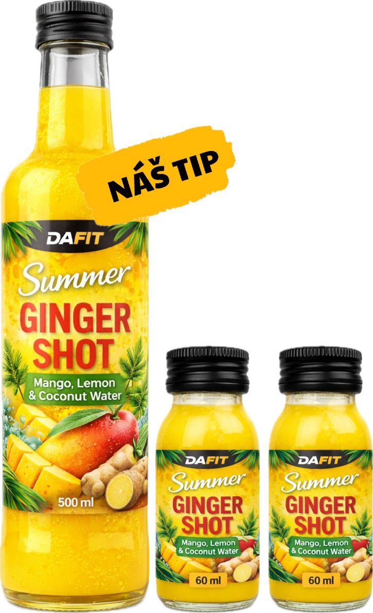 AKCE Dafit Summer Ginger Shot 500 ml mango lemon coconut water + ZDARMA 2x Shot 60 ml