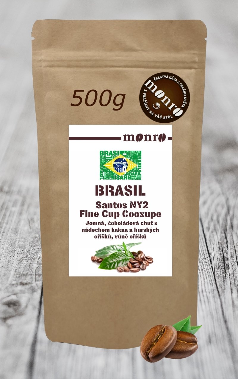 Brasil Santos NY2 scr. 17/18 Cooxupé - zrnková káva 100% Arabika Monro (500 g)