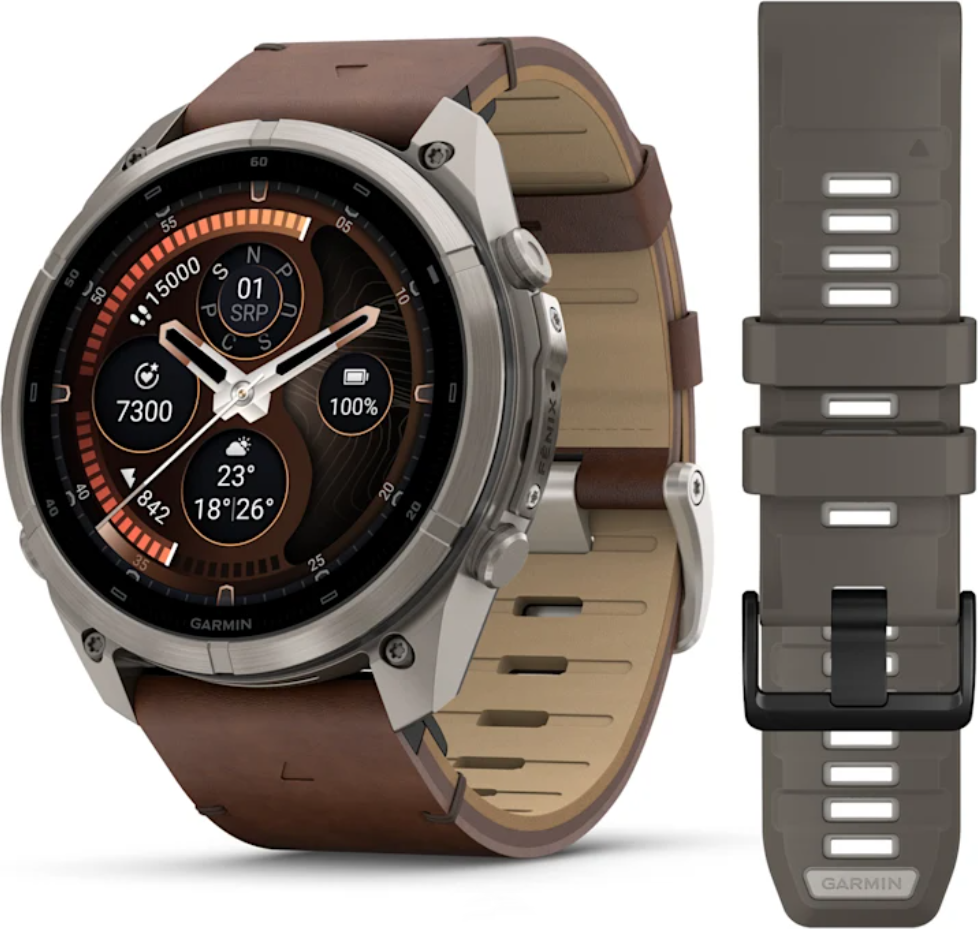 Garmin Fénix 9 Pro - 51 mm, inReach, AMOLED, Sapphire, Titanium / Walnut Leather Band 010-04337-41 + možnost výměny do 90 dní